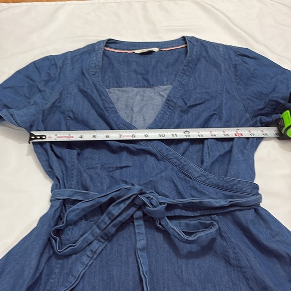 Boden Womens 14 Long Blue Faux Wrap Dress Minimalist Preppy Nautical Casual - Picture 9 of 9